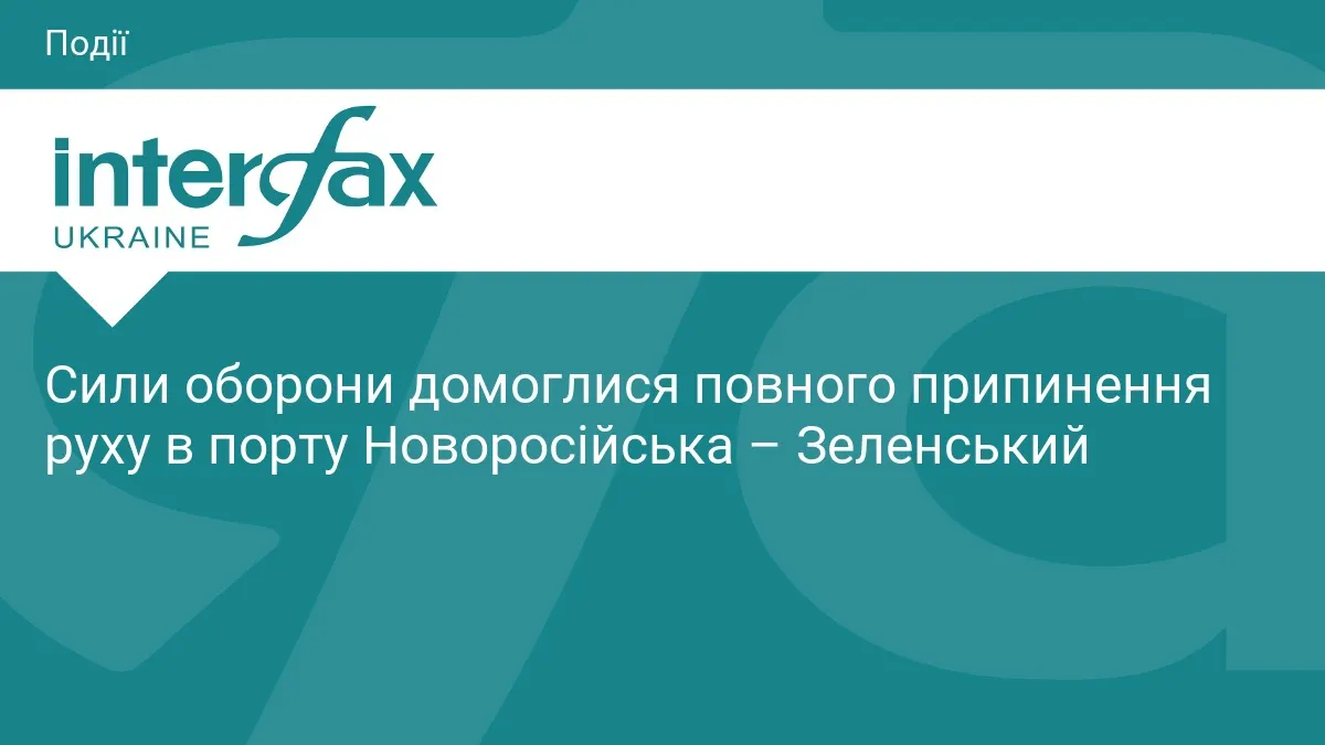 Зеленський: Сили оборони повністю зупинили рух суден у порту Новоросійська